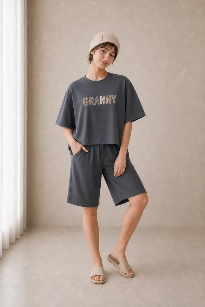 ست کراپ و شلوارک GRANNY